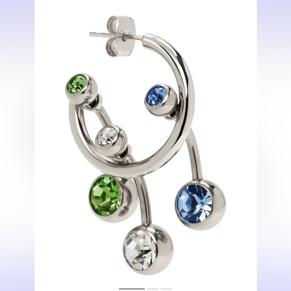 Justine Clenquet NEW!TAVI earring in blue and green with box. Palladium plated!